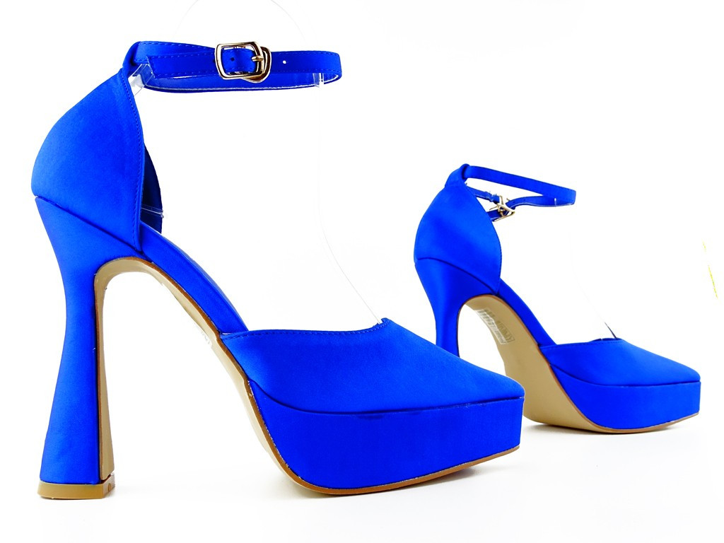 Kobaltblaue Plateauschuhe mit Stilettoabsatz - 3