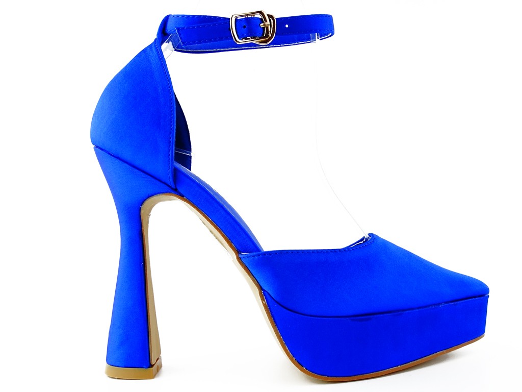 Chaussures à plateforme bleu cobalt avec un talon aiguille - 1