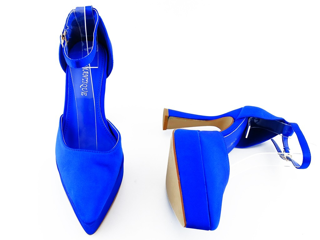 Kobaltblaue Plateauschuhe mit Stilettoabsatz - 5