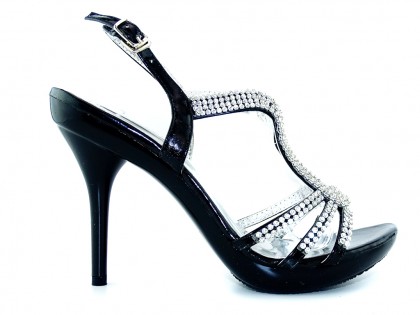 Black stiletto sandals with zircons - 2