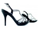 Black stiletto sandals with zircons - 4