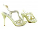 Gold stiletto sandals with zircons - 3
