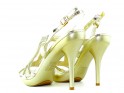 Gold stiletto sandals with zircons - 4