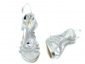 Silver stiletto sandals with zircons - 5