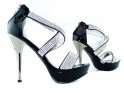 Black stiletto sandals with zircons - 3