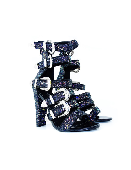 Stiletto-Sandalen mit Brokat-Schaft - 2