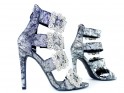 Sandale stiletto pentru femei, argintii, cu partea superioară - 3