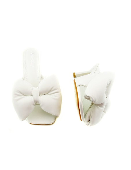 Tongs blanches à talons aiguilles avec nœud - 5