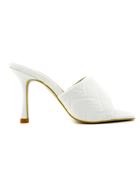 White stiletto flip-flops eko leather matte - 2