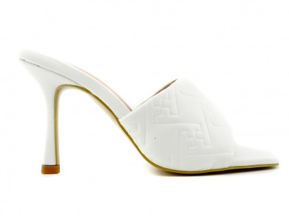 White stiletto flip-flops eko leather matte - 2
