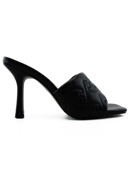 Schwarze Stiletto-Flip-Flops aus mattem Ökoleder - 2