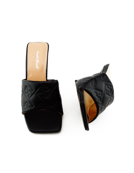 Schwarze Stiletto-Flip-Flops aus mattem Ökoleder - 5