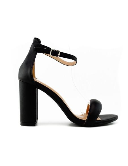 Sandale stiletto negre cu curea - 1