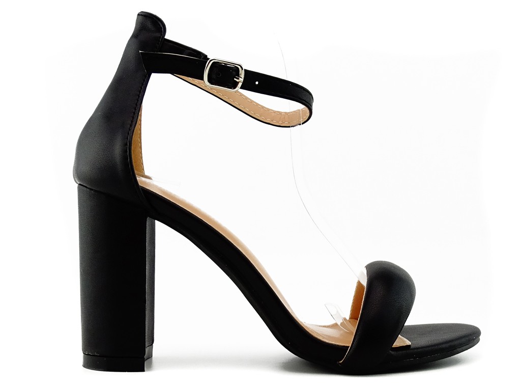 Schwarze Stiletto-Sandalen mit Riemen - 1