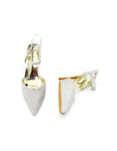 Goldfarbene Glitzerstilettos mit Riemen - 5
