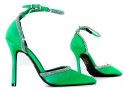 Zöld cirkóniás tűsarkú pántos tűsarkú cipő - 3