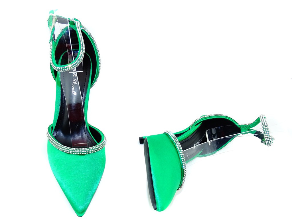 Stilettos à lanières en zircon vert - 5