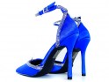 Kék cirkóniás tűsarkú cipő övvel - 3