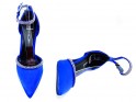 Kék cirkóniás tűsarkú cipő övvel - 5