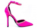 Rózsaszín cirkóniás tűsarkú cipő pánttal - 1