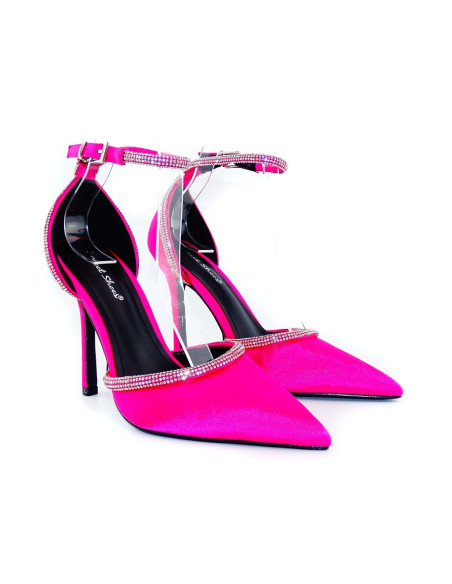 Talons aiguilles en zircon cubique rose avec lanière - 2