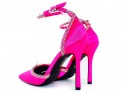Pantofi stiletto cu zirconiu cubic roz cu curea - 4