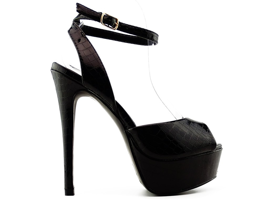 Schwarze Stiletto-Plateau-Sandalen - 1