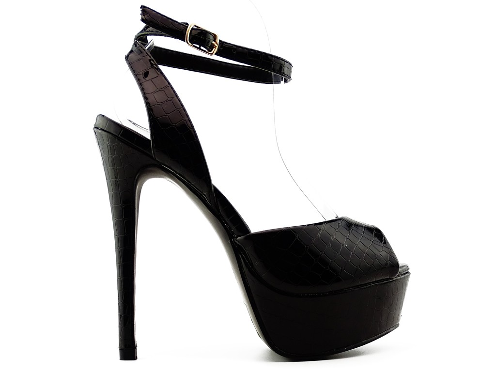 Black stiletto platform sandals - 1
