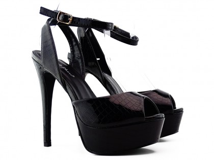 Black stiletto platform sandals - 2