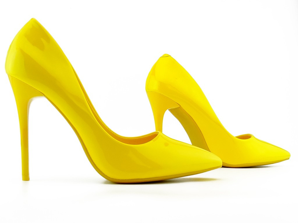 Talons aiguilles jaunes pour femmes en cuir écologique - 3