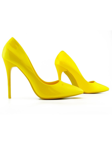 Stilettos galbeni pentru femei din piele ecologică - 3
