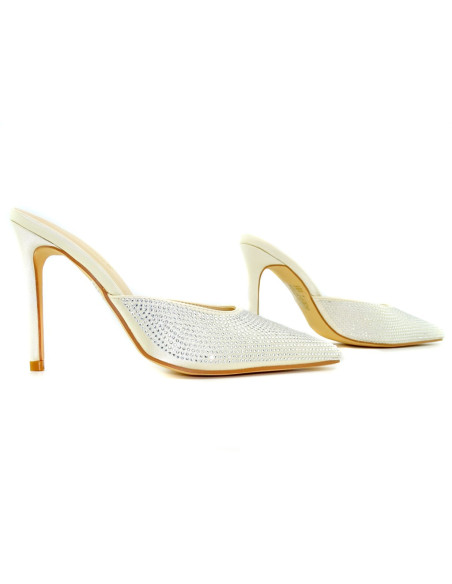 Șlapi stiletto aurii cu nasul lung - 3