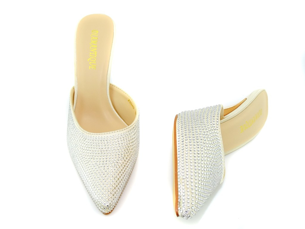 Arany tűsarkú flip-flop hosszú orral - 5