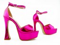 Sandale cu platformă roz din piele ecologică lăcuită - 3