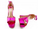 Sandale cu platformă roz din piele ecologică lăcuită - 4