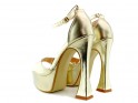 Platforminiai sandalai aukso spalvos ekologiškos odos laku - 3