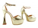 Platforminiai sandalai aukso spalvos ekologiškos odos laku - 4