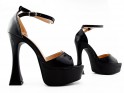 Platform sandals black eco leather lacquer - 3