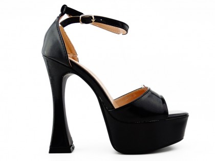 Platform sandals black eco leather lacquer - 2