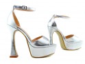 Platforminiai sandalai sidabro spalvos ekologiškos odos laku - 4