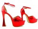 Sandale cu platformă din piele ecologică roșie lăcuită - 4