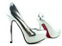 Silver platform stilettos lacquer shoes - 3