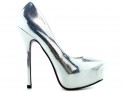 Silver platform stilettos lacquer shoes - 1