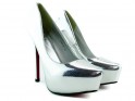 Silver platform stilettos lacquer shoes - 2