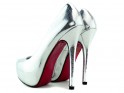 Silver platform stilettos lacquer shoes - 5