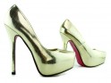 Gold platform stilettos lacquer shoes - 3