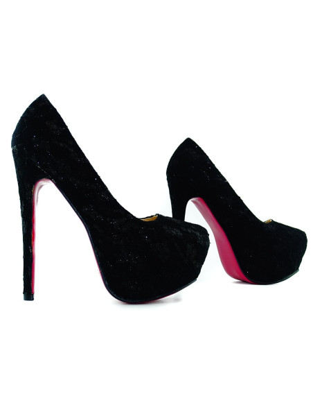 Stilettos cu platformă cu șiret negru - 3