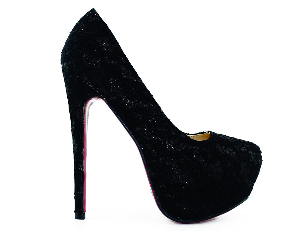 Stilettos cu platformă cu șiret negru - 1