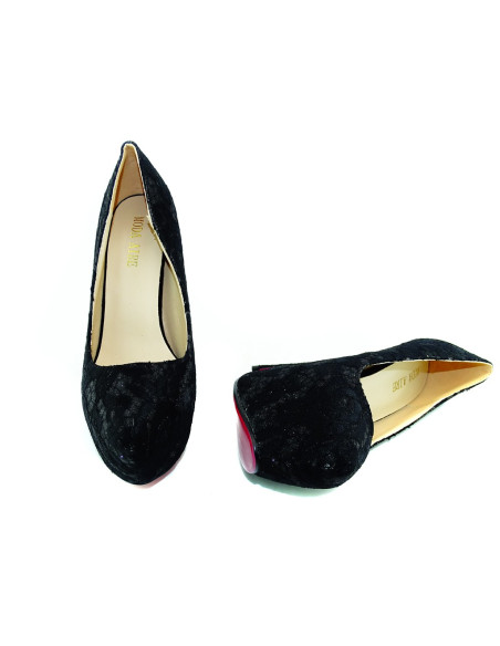 Melni mežģīņu platformas stilettos - 5