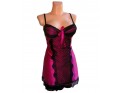 CHEMISE DE NUIT EN SATIN 2 DENTELLES ROSES - 1